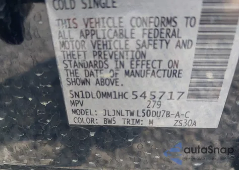 2017 Infiniti Qx60 z USA, uszkodzony, nr VIN 5N1DL0MM1HC545717